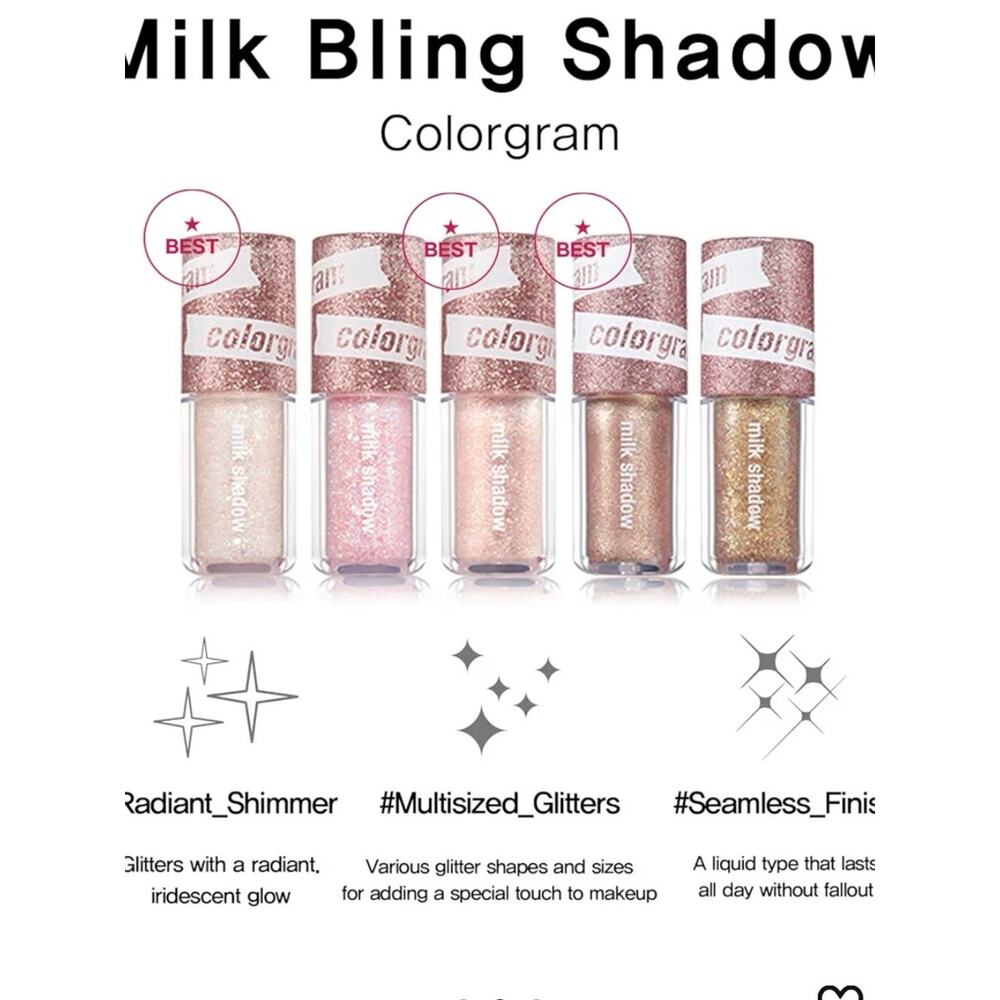 NIB Colorgram Milk Bling Shadow - Rose Gold & Iridescent Set (K-Beauty) - Picture 8 of 10